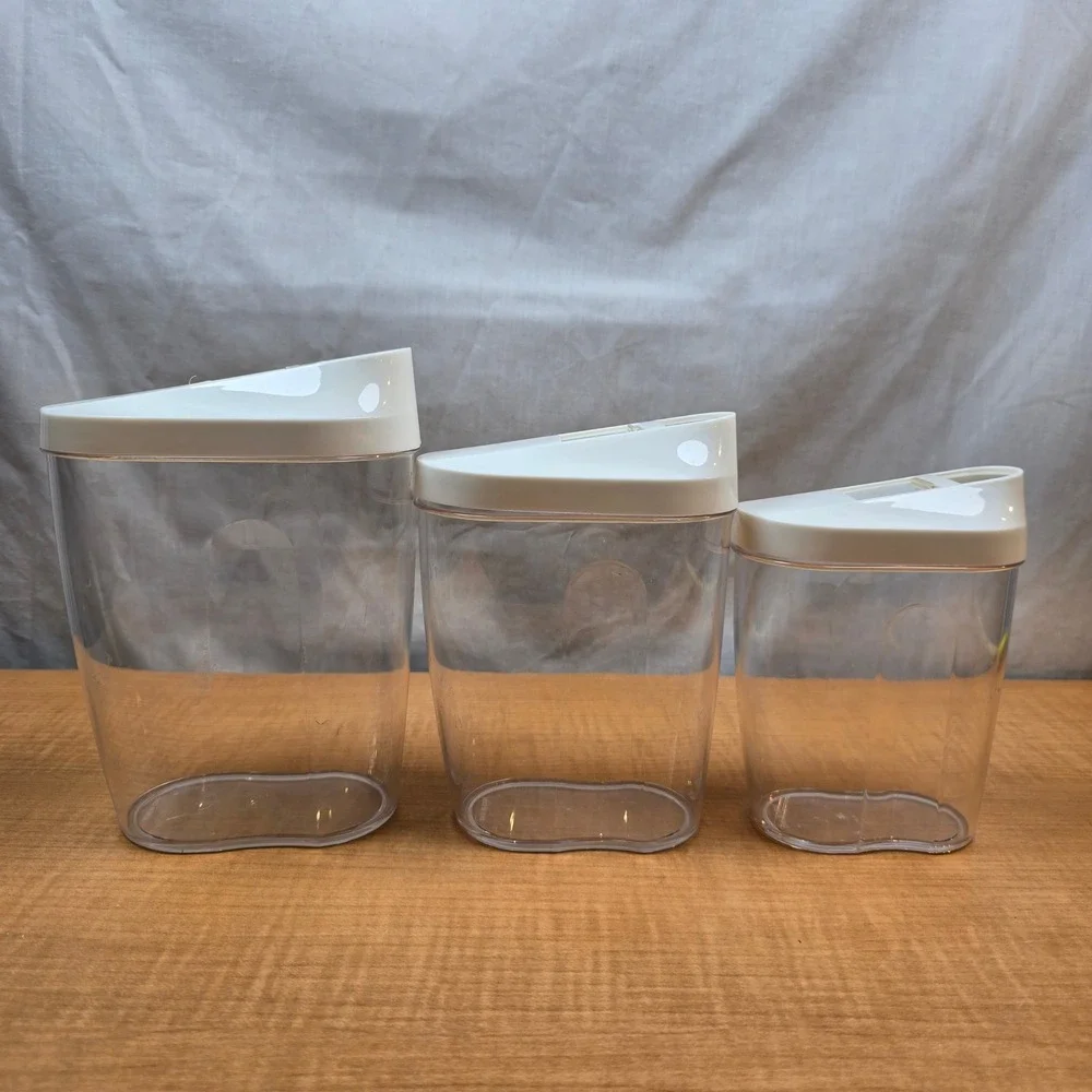 Clear plastic pour spout containers 3 sizes nuts seeds candy cereal sugar spices